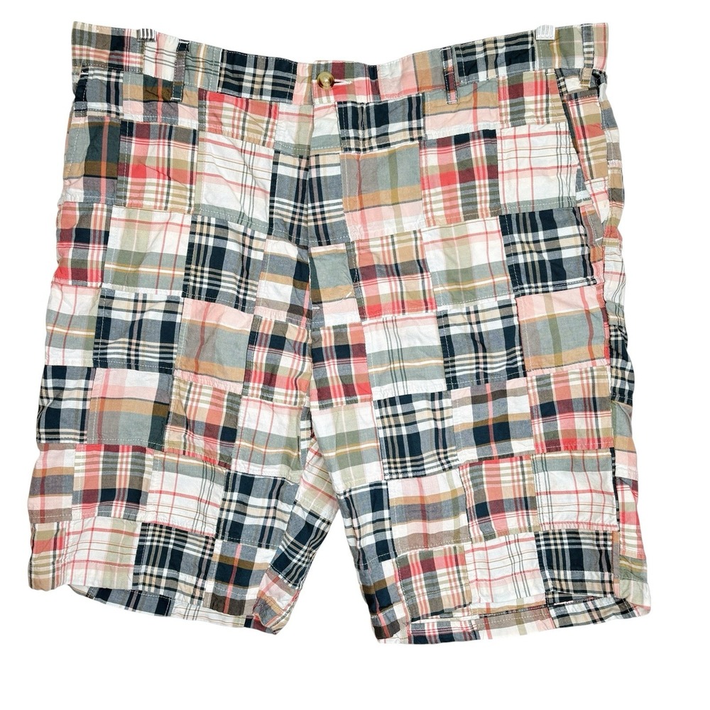 Castaway Nantucket Island Cisco Madras Patchwork Shorts 40 Preppy Plaid Cotton